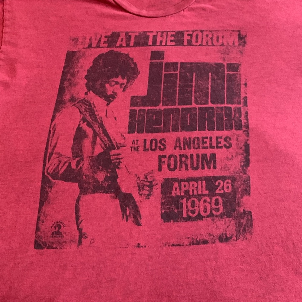 Hybrid red Jimi Hendrix tee shirt. Size Large - Picture 3 of 4